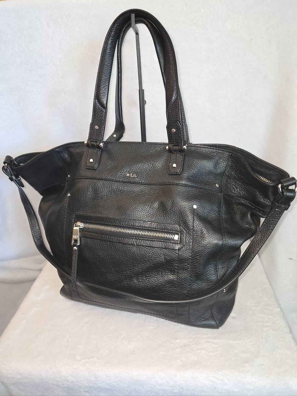 ✨️Lauren Ralph Lauren Black Pebble Leather Tote Bag